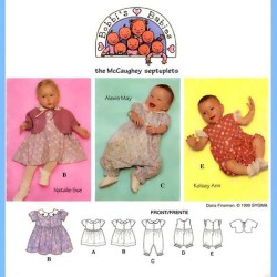 8595 BABIES SS FLARE DRESS, ROMPER, JACKET PATTERN NB-LG